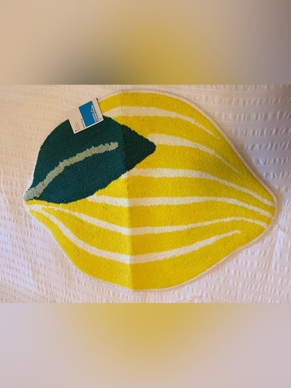 Room Essentials Yellow and Teal Leaf-Shaped Bath Mat